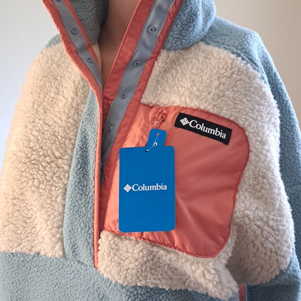 Columbia Colorblock Sherpa Pullover XS PTP 20" - Picture 2 of 9